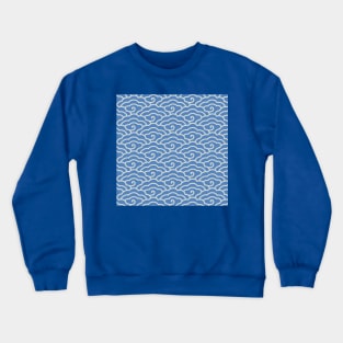 Traditional Chinese Cloud Pattern - Hong Kong Retro Light Blue with Cream Crewneck Sweatshirt